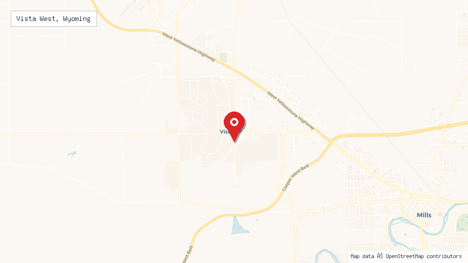 Street map of Vista West, Wyoming with location pin
