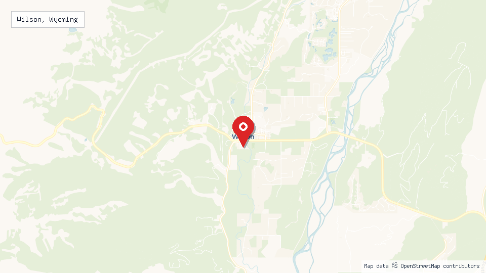 Street map of Wilson, Wyoming with location pin
