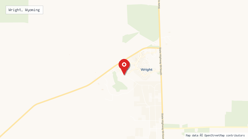 Street map of Wright, Wyoming with location pin